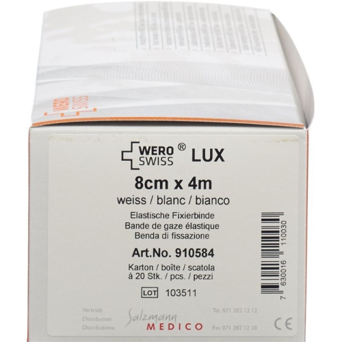 Wero Lux Elastische Fixierbinde 4mx8cm Weiss 20 Stück buy online