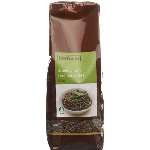 Biofarm Linsen Grün Knospe Beutel 500g buy online