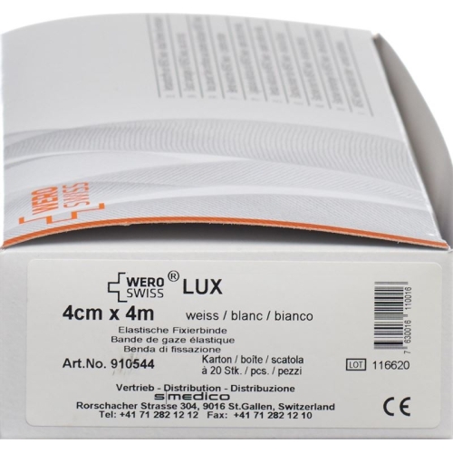 Wero Lux Elastische Fixierbinde 4mx4cm Weiss 20 Stück buy online