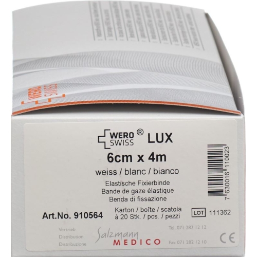 Wero Lux Elastische Fixierbinde 4mx6cm Weiss 20 Stück buy online