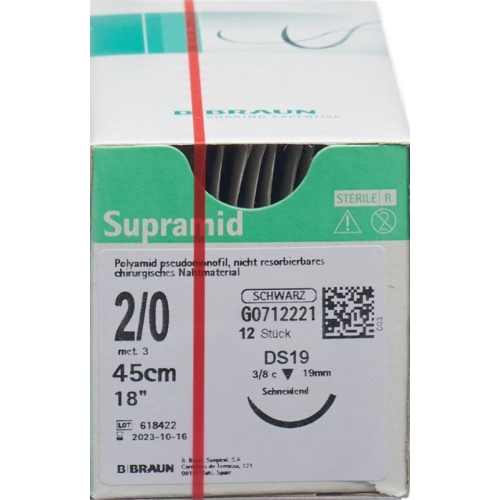 Supramid 45cm Dose 19 2-0 Schwarz 12 Stück buy online