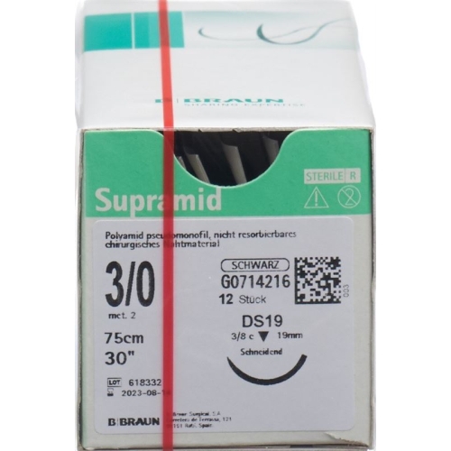 Supramid 75cm Dose 19 3-0 Schwarz 12 Stück buy online