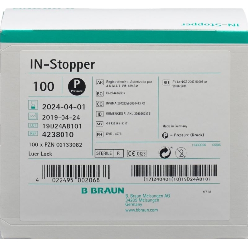 Braun Instopfen Luer Lock Gelb 100 Stück buy online