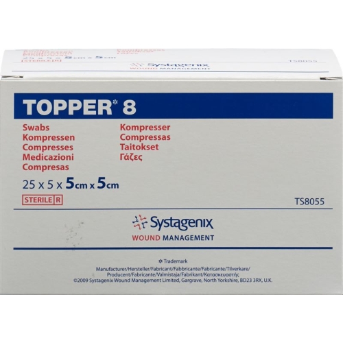 Topper 8 Einmal-Kompressen 5x5cm Steril 25 Beutel à 5 Stück buy online