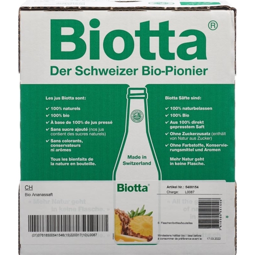 Biotta Bio Ananas 6 Flaschen 5dl buy online