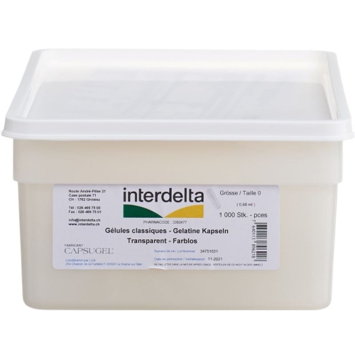 Gelatine Kapseln 0 Transparent Interdelta 1000 Stück buy online