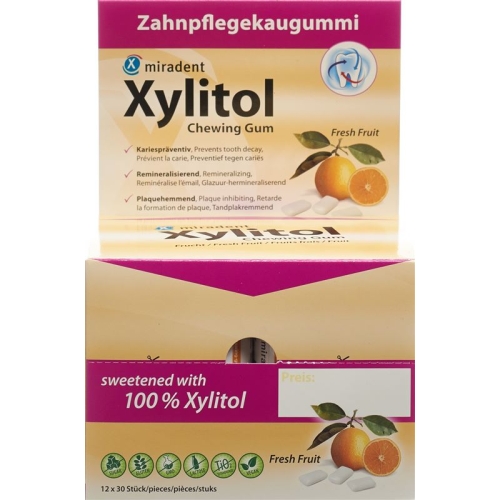 Miradent Xylitol Zahnpflege Kaugummi Fru 12x 30 Stück buy online