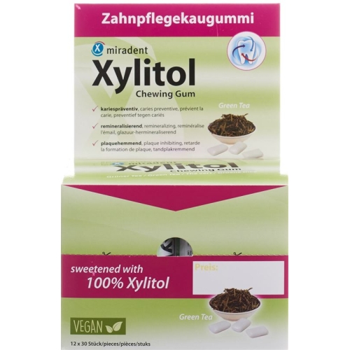 Miradent Xylitol Zahnpflege Kaugummi Gr Tee 12x 30 Stück buy online