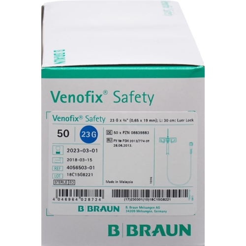 Venofix Safety 23g 0.65x19mm Blau Schl30cm 50 Stück buy online