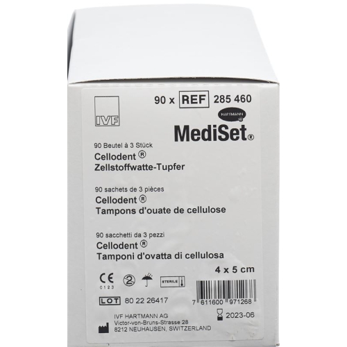 Mediset Cellodent Tupfer 4x5cm Steril 90 Beutel 3 Stück buy online