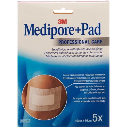 3M Medipore + Pad 10x10cm / Wundkissen 5x5.5cm 5 Stück buy online