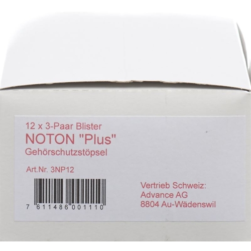 Noton Ear Plus Gehoerschutzpfropfen 12 Blister 3 Paa buy online