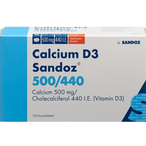 Calcium D3 Sandoz Kautabletten 500/440 Aprikose 120 Stück buy online