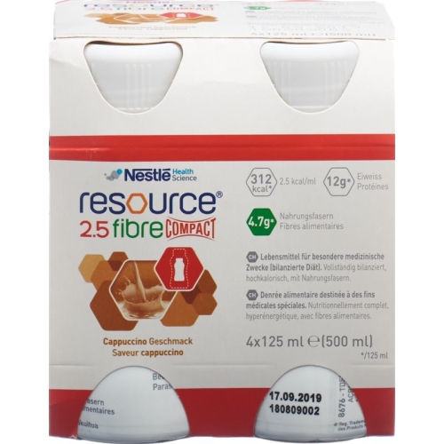 Resource 2.5 Fibre Compact Drink Cappuccino 4x 125ml buy online