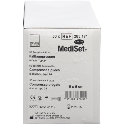 MediSet IVF Faltkompressen type 24 5x5 8 times sterile 50 x 5 pcs buy online