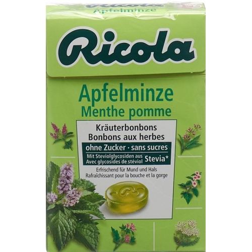 Ricola apple mint candy without sugar with stevia Box 50 g buy online