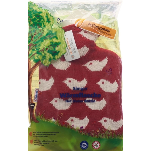 SINGER hot water bottle 0.8l knitted cover red Baby Birds buy online