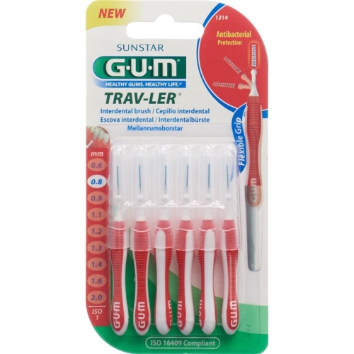 GUM SUNSTAR Proxabrush Trav-Ler ISO 1 0.8mm cylindric red 6 pcs buy online