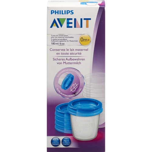 Avent Philips Via Storage cup 180ml 5 cups. 5 cover buy online