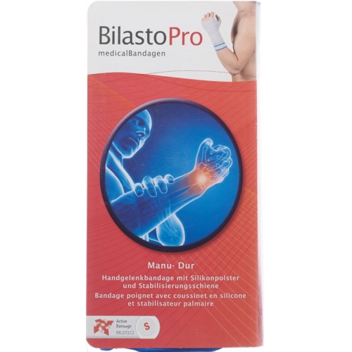 Bilasto Pro Manu major Handgelenkbandage S left gray with rail silicon pads Velcro buy online