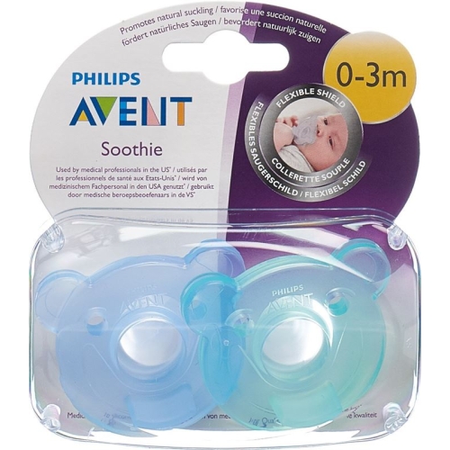 Avent Philips Soothie Nuggi blue / green 0-3 months 2 pcs buy online