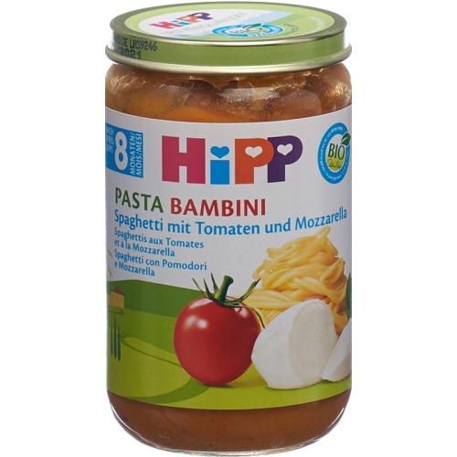 Hipp Pasta Bambini spaghetti with tomato and mozzarella eight months 220 g buy online