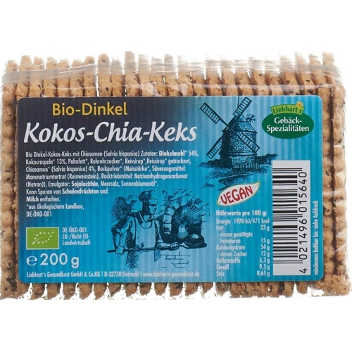 Liebharts Dinkel Kokos Chia-Keks Bio 200g buy online