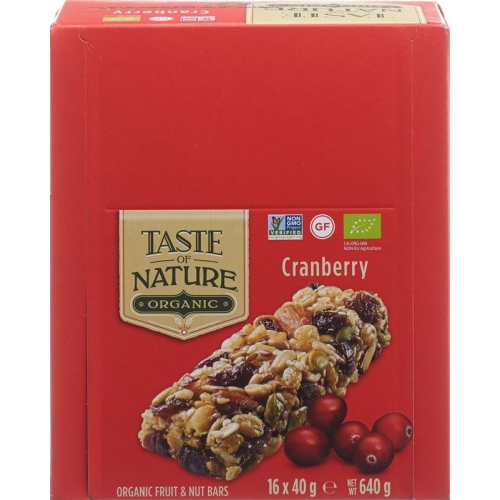 Taste Of Nature Riegel Cranberry 16x 40g buy online