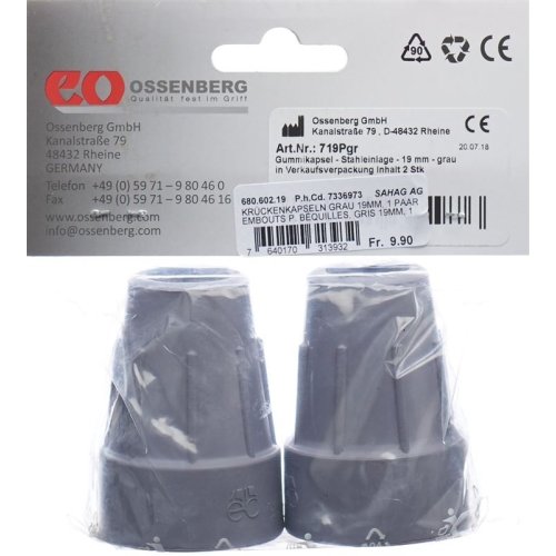 Sahag Crutch Caps 19mm Gray 1 pair buy online