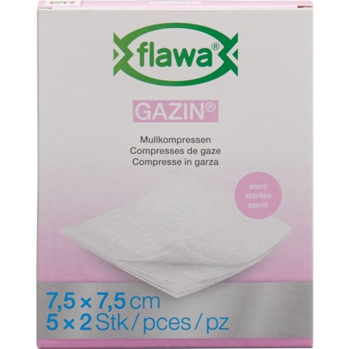 Flawa Gazin Mullkompressen Steril 7.5x7.5cm 5x 2 Stück buy online