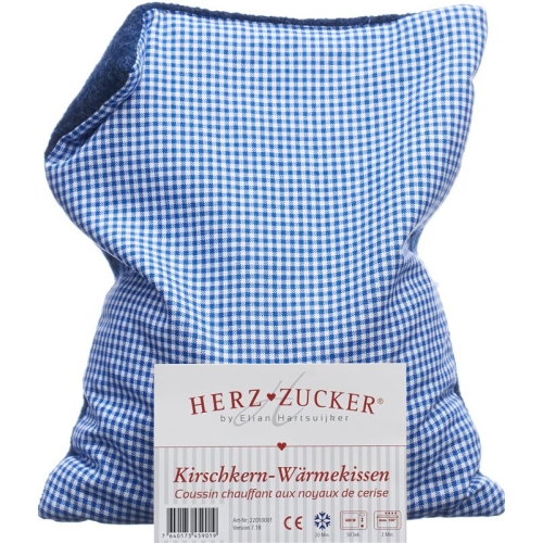 Herzzucker cherry stone cushion 26x21cm checked/wool blue buy online