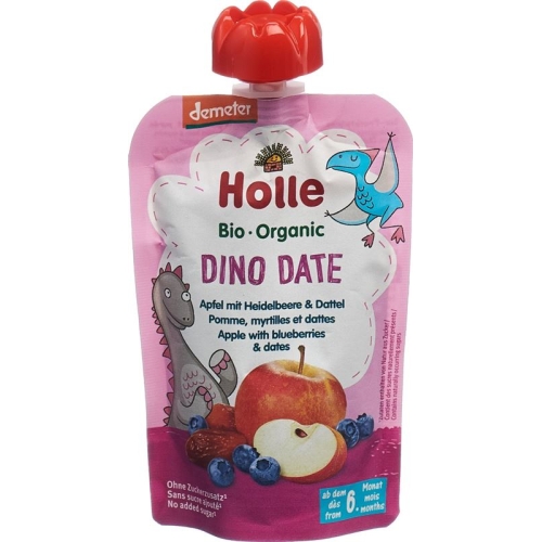 Holle Dino Date Pouchy Apple Blueberry & Date 100g buy online