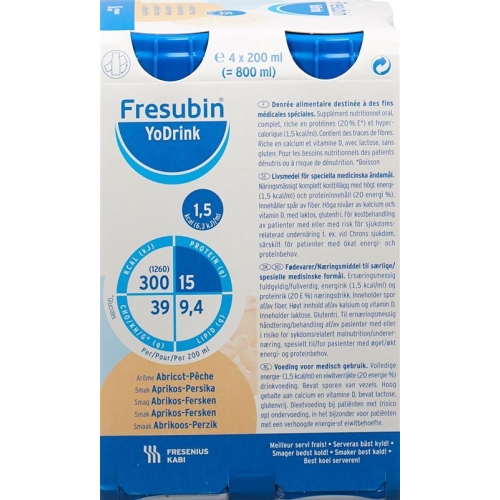 Fresubin Yodrink Aprikose-Pfirsi 4 Flatcap 200ml buy online