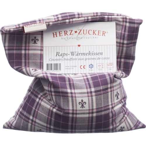 Herzzucker rapeseed warming pillow 26x21cm checked purple buy online