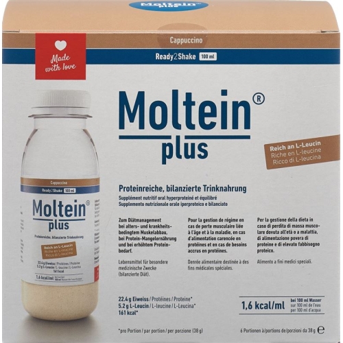 Moltein Plus Ready2Shake Cappuccino 6 bottle 38g buy online