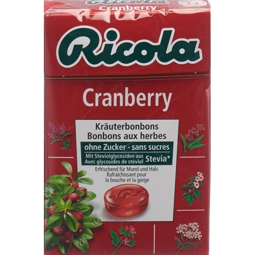 Ricola Cranberry herbal sweets without sugar with stevia Box 50 g buy online