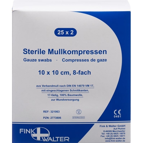 Fiwa Mullkompress 10x10cm Steril 8fa 17faed 25x 2 Stück buy online