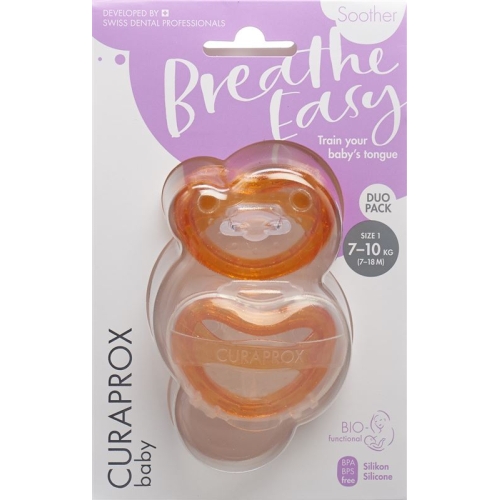 Curaprox Baby pacifier size 1 orange Double New 2 pieces buy online