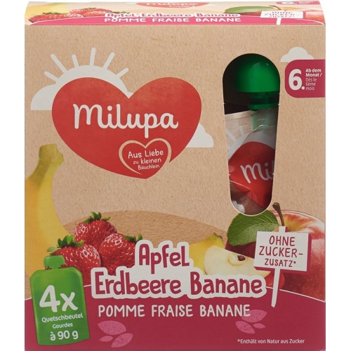 Milupa Pouch Apfel Erdbeere Banane ab dem 4. Monat 4x 90g buy online