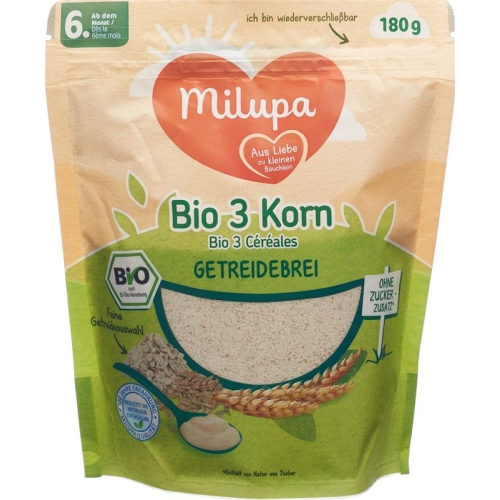 Milupa Bio Getreidebrei 3 Korn 6m Beutel 180g buy online