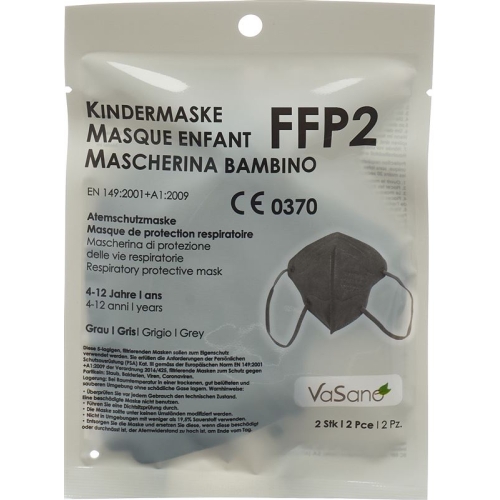 Vasano Maske Ffp2 Kind 4-12 J Grau D/i/f 2 Stück buy online